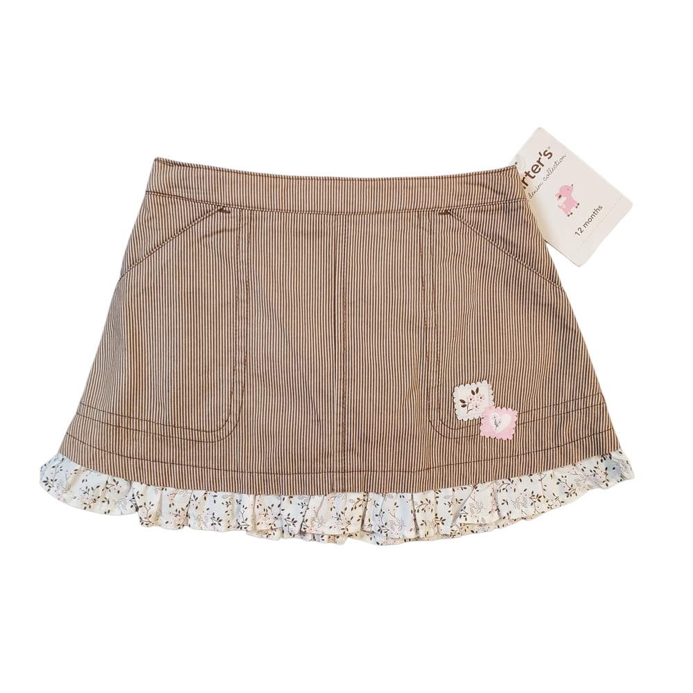 Carter's Skirt Baby Girls 12 Months Brown Striped Skorts